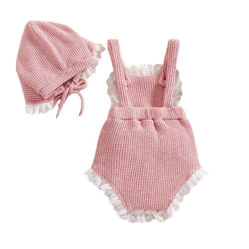 Baby romper meisje, met muts